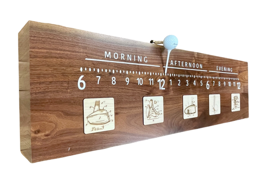Baffie: 3-foot Walnut/resin golf clock