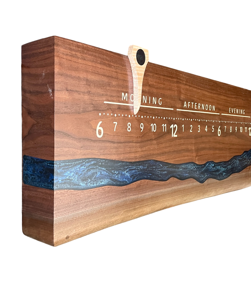 Barrett: 3-foot Walnut / Resin Surface River - Linear Clockworks