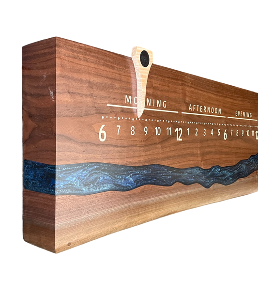 Barrett: 3-foot Walnut / Resin Surface River - Linear Clockworks
