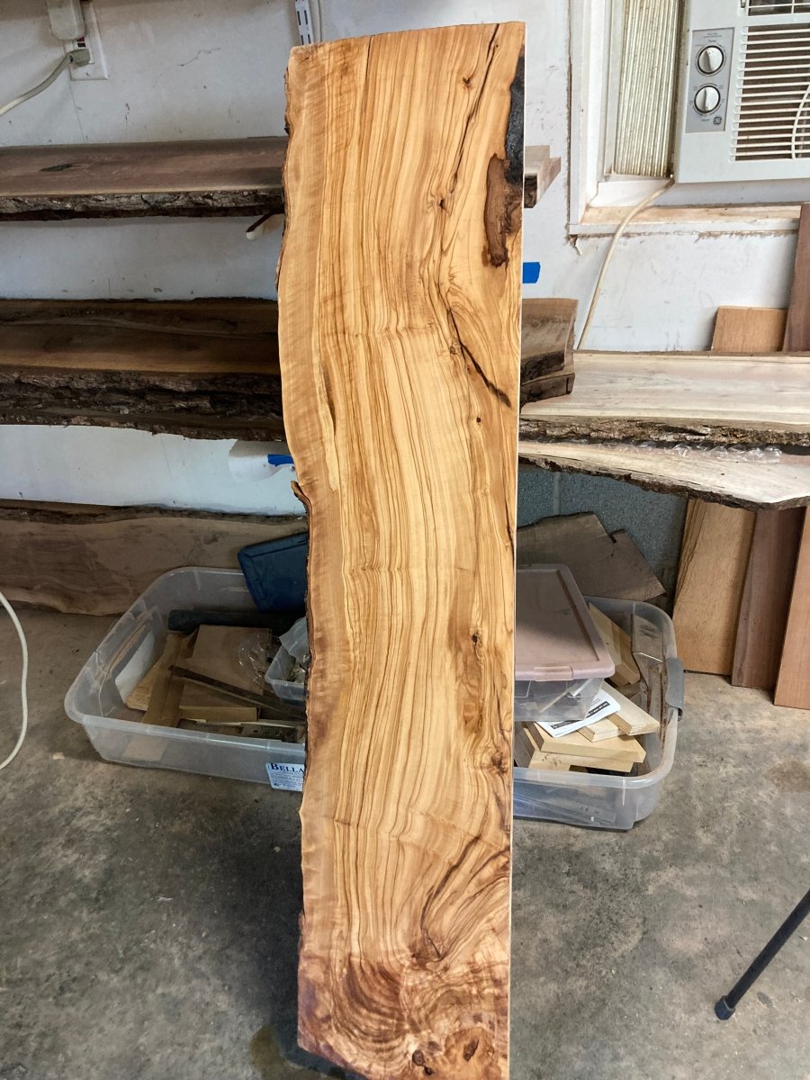 Gayle: 3 - foot Olivewood Through RiverClock - Linear Clockworks