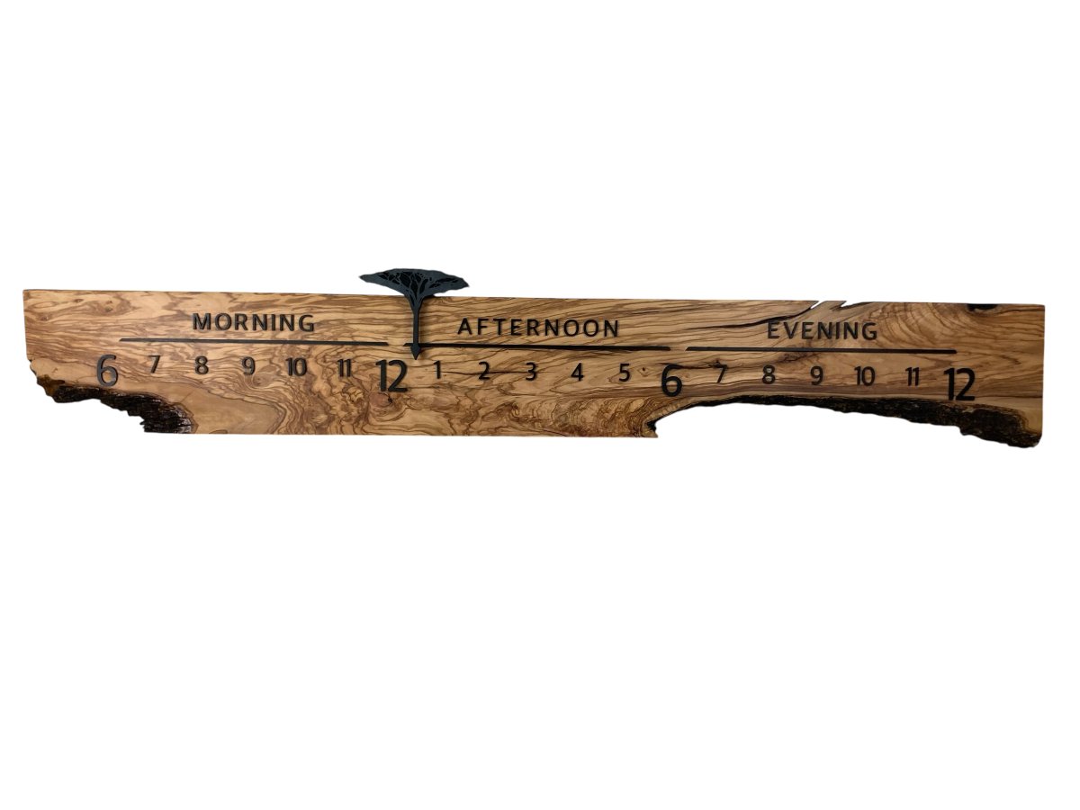 Magatime: 5 - foot Olivewood/Walnut Live Edge - Linear Clockworks