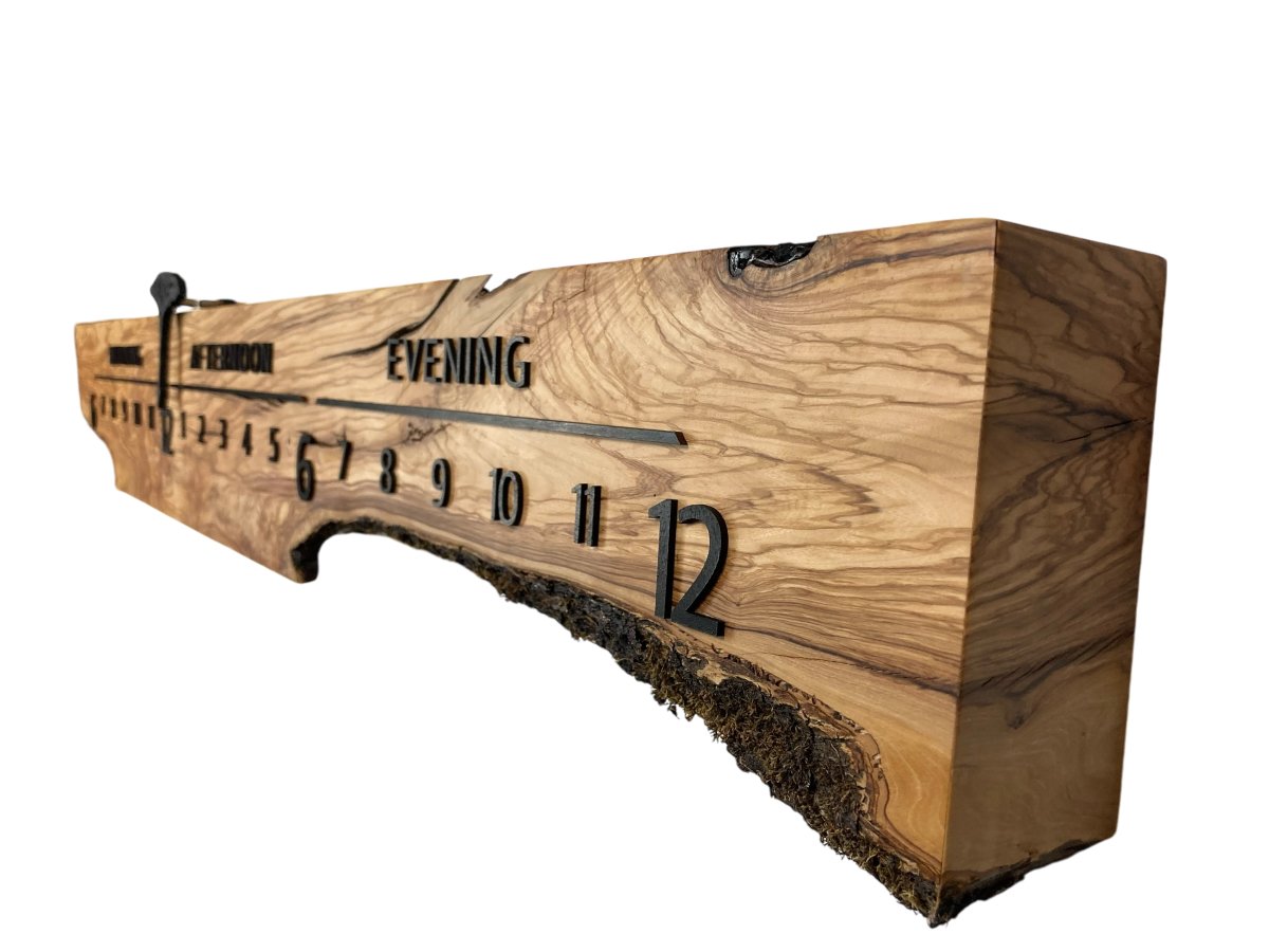 Magatime: 5 - foot Olivewood/Walnut Live Edge - Linear Clockworks