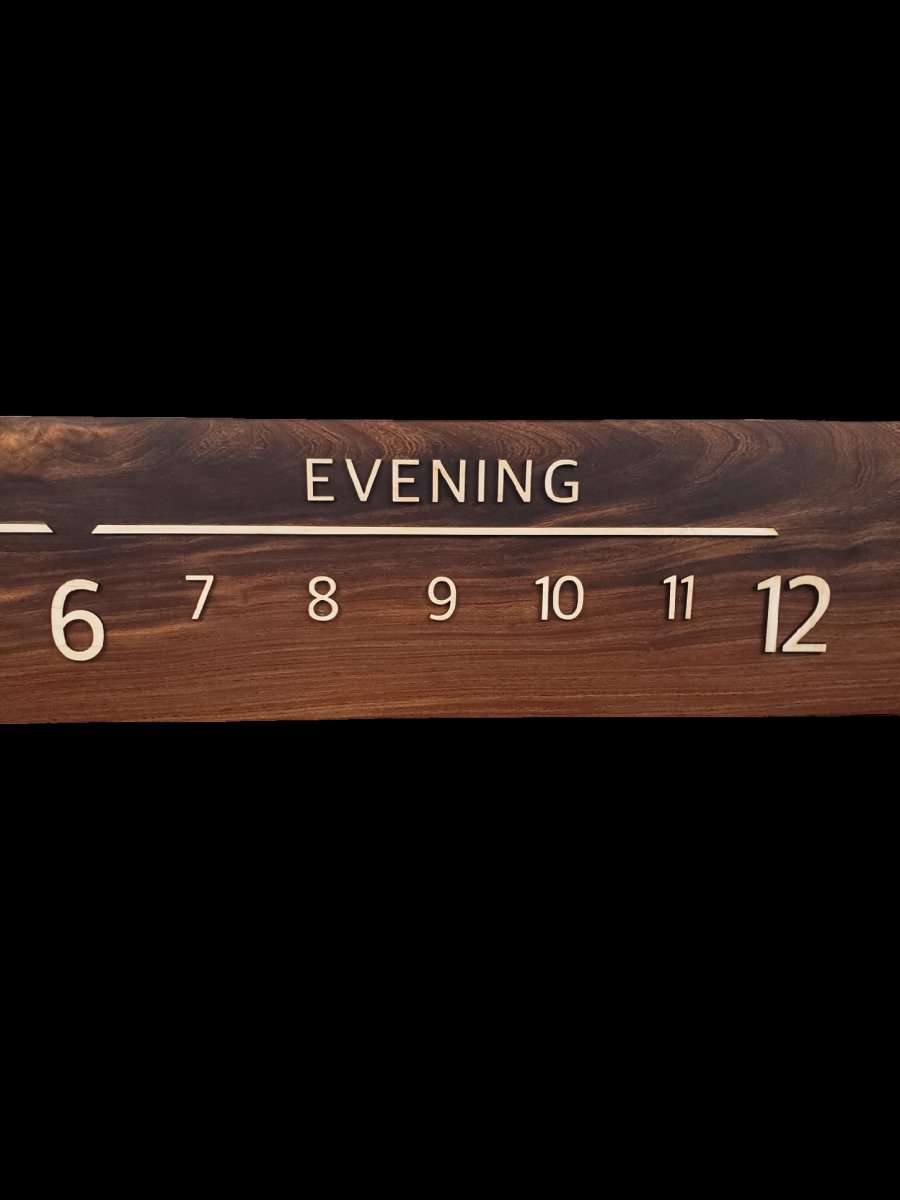 Midnight: 5 - foot, Afromosia/Maple - Linear Clockworks