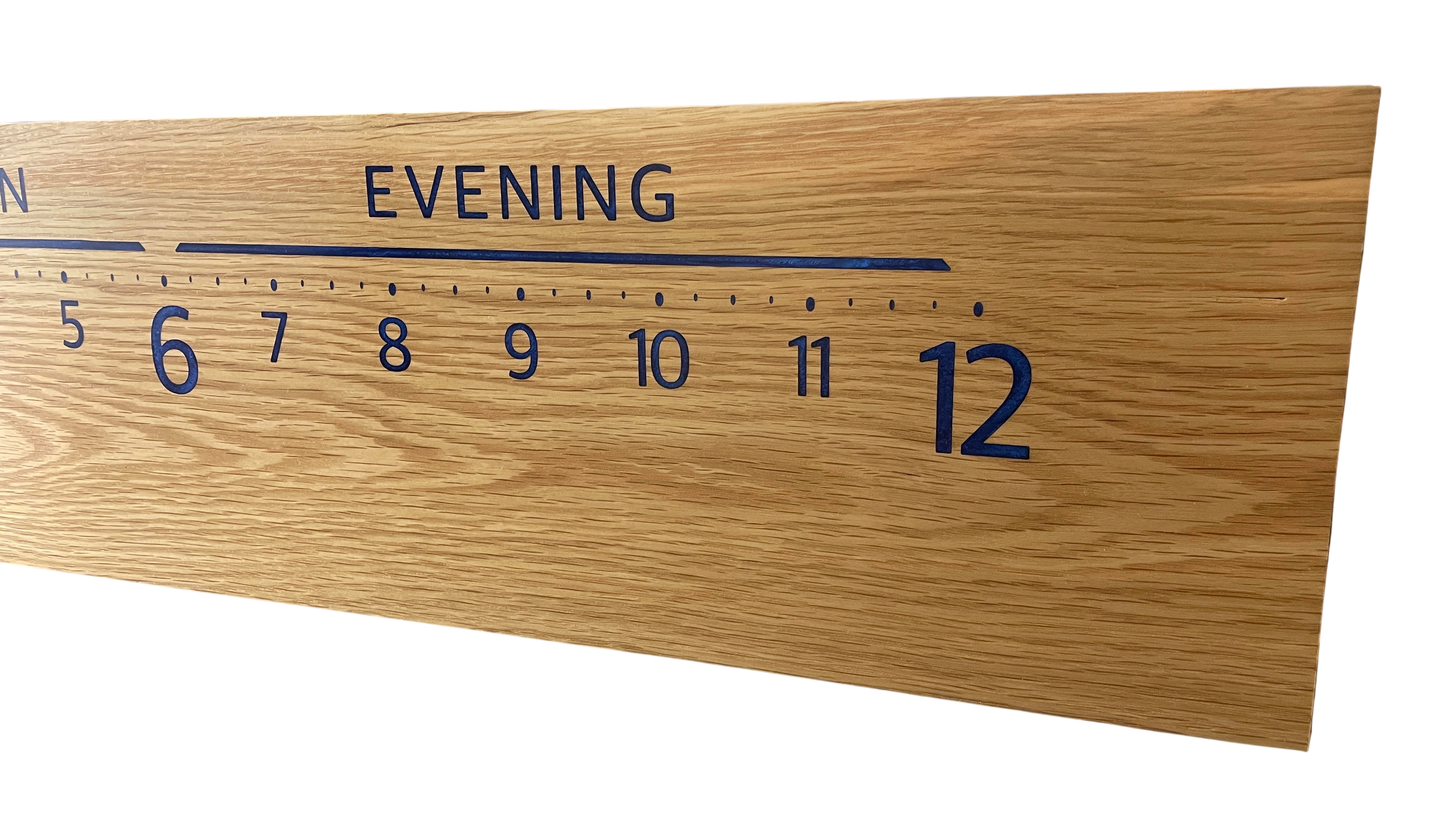 Sandtrap: 5-foot Oak / Resin Golf clock - Linear Clockworks