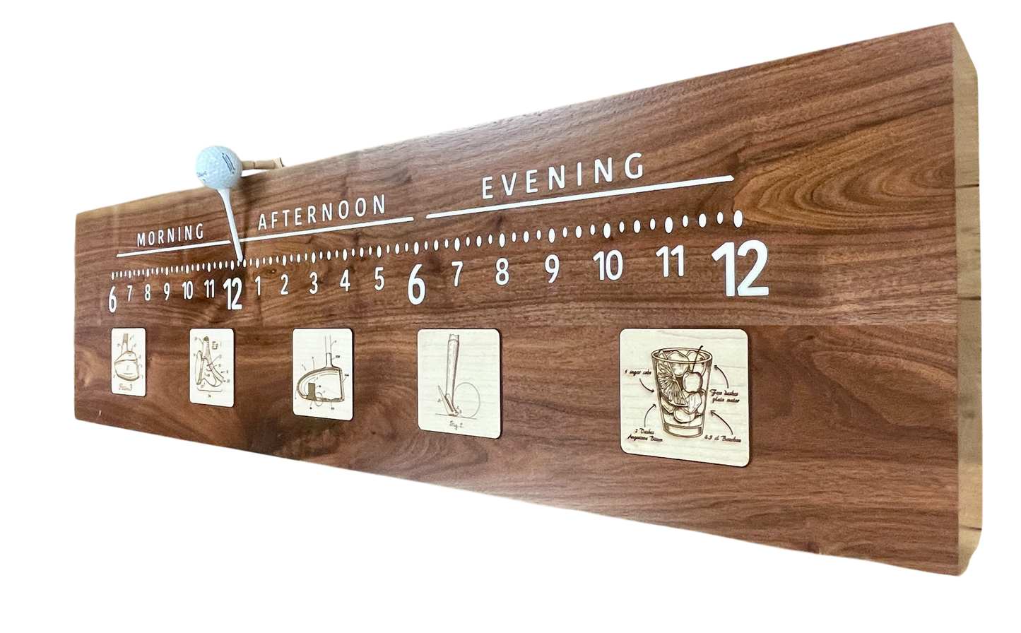 Baffie: 3-foot Walnut/resin golf clock