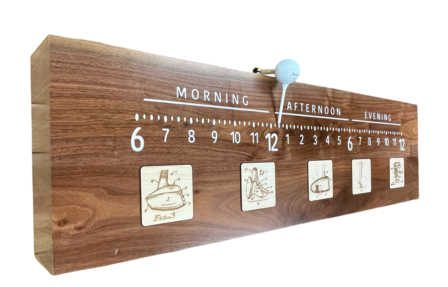 Baffie: 3-foot Walnut/resin golf clock