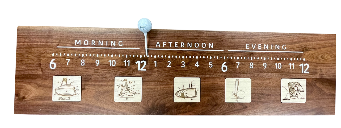 Baffie: 3-foot Walnut/resin golf clock