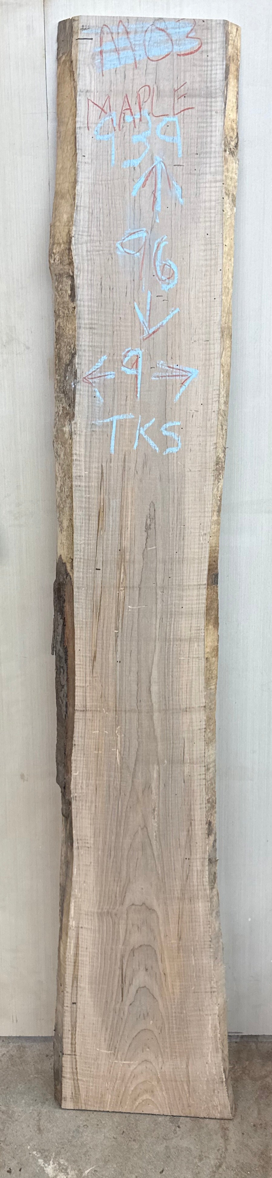 Board 0939: 5 ft Maple no bark Live Edge