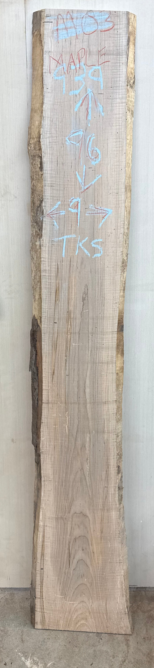 Board 0939: 5 ft Maple no bark Live Edge