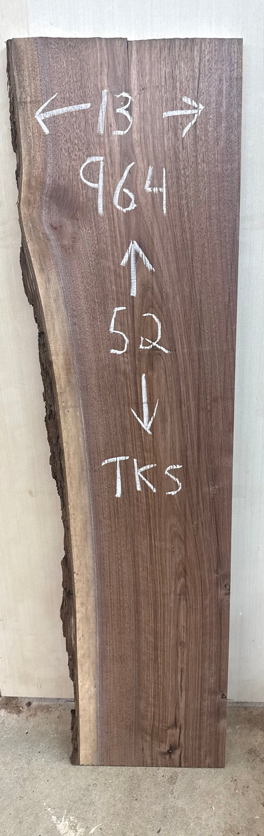 Board 0964: 3 foot Walnut live edge with bark