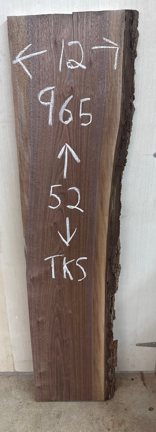 Board 0965: 3 foot Walnut live edge with bark