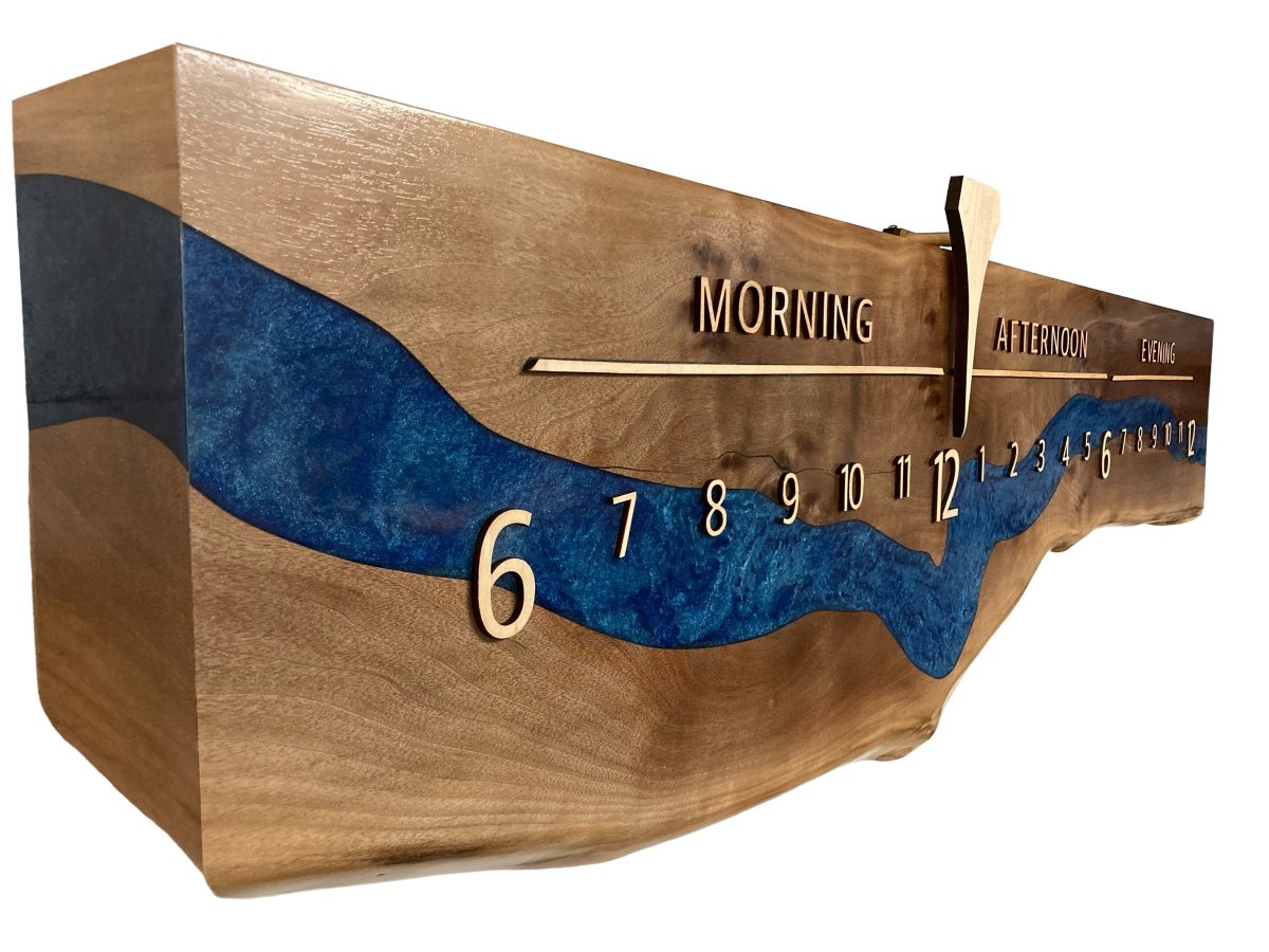 Adair:5 - foot Walnut/Maple Riverclock - Linear Clockworks