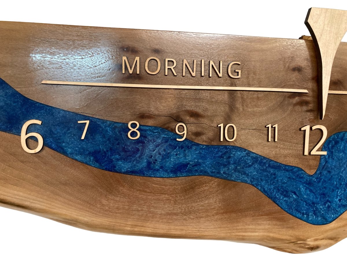 Adair:5 - foot Walnut/Maple Riverclock - Linear Clockworks