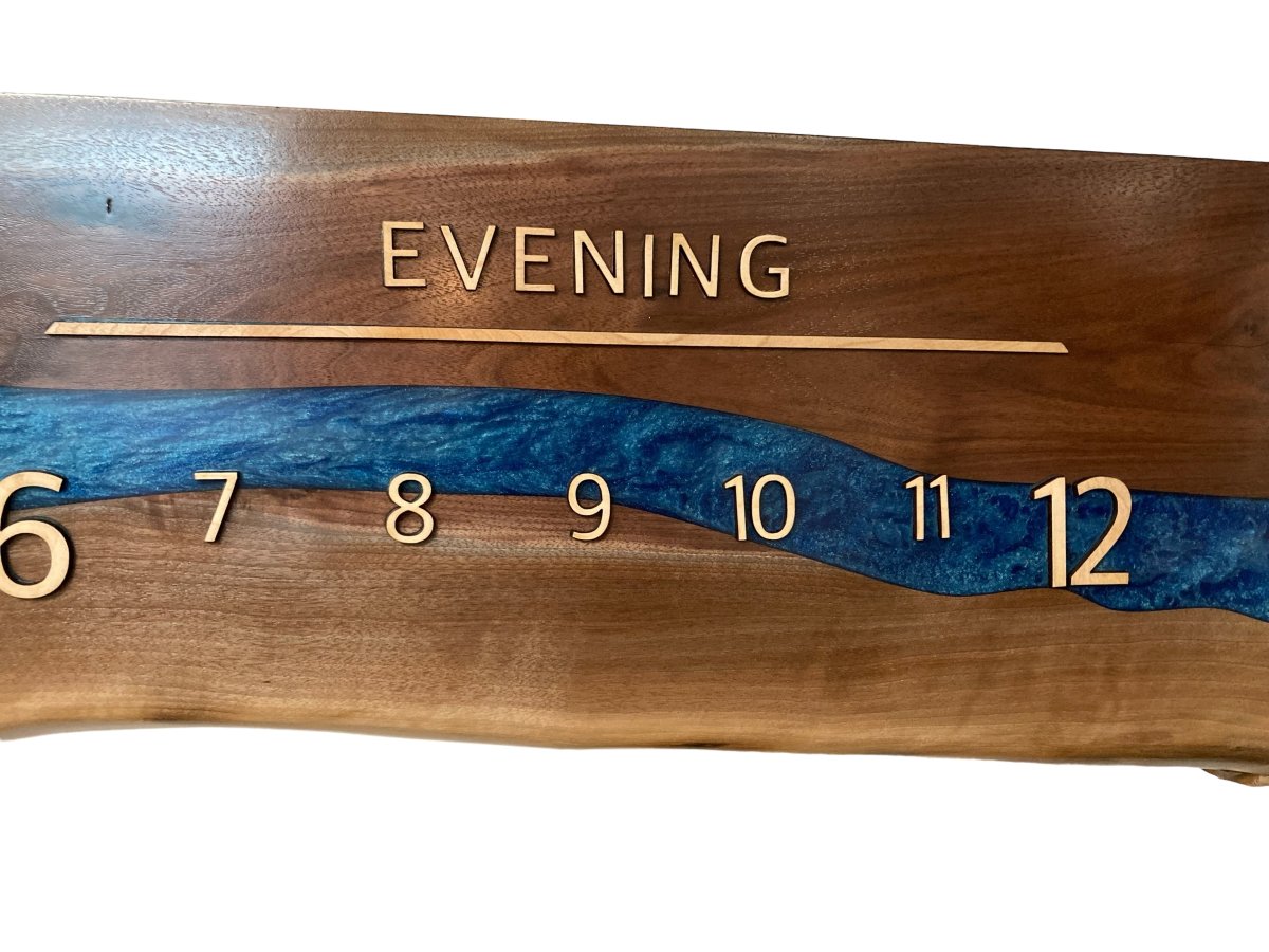 Adair:5 - foot Walnut/Maple Riverclock - Linear Clockworks