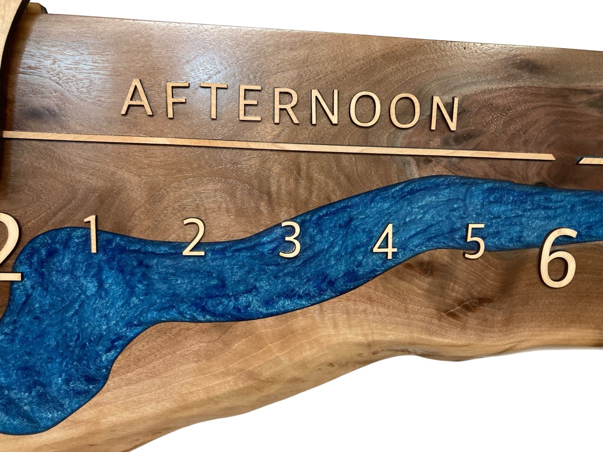 Adair:5 - foot Walnut/Maple Riverclock - Linear Clockworks