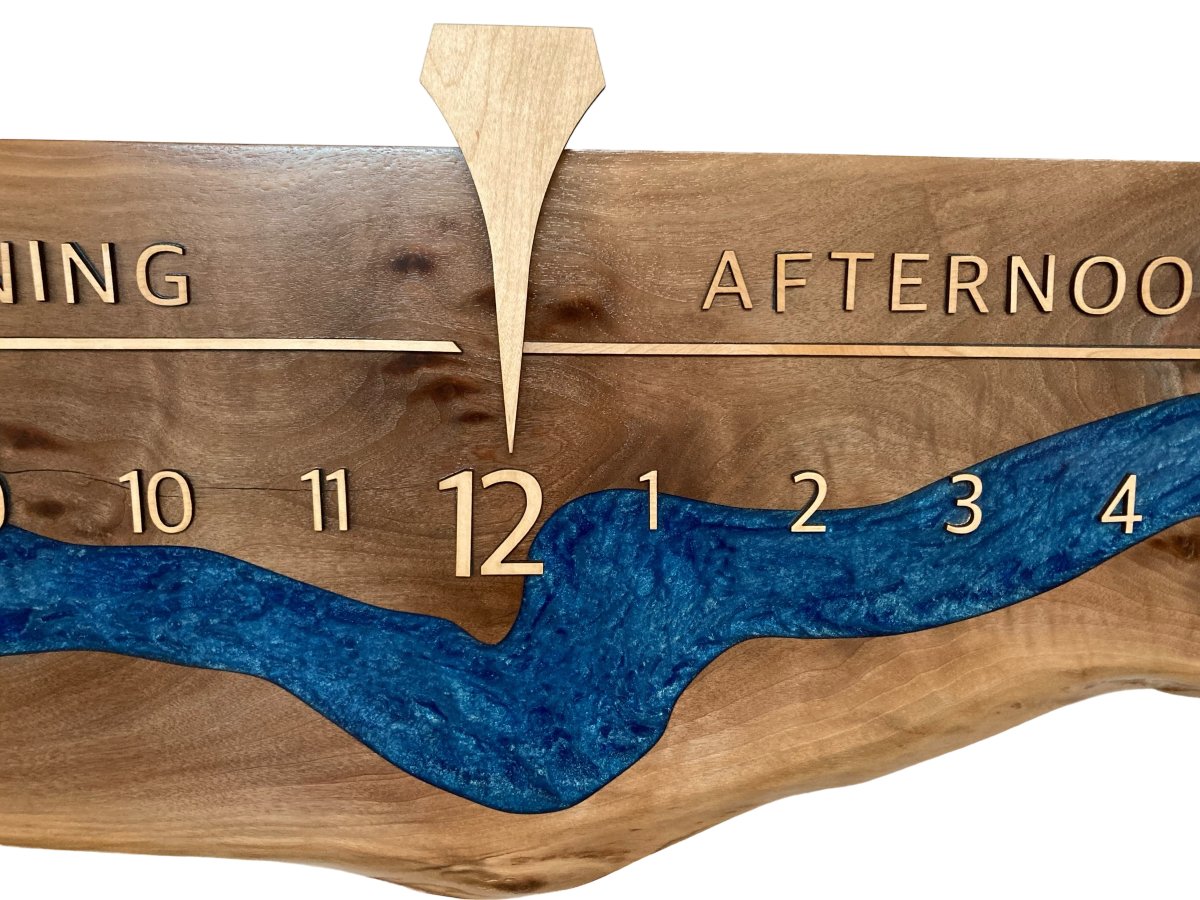 Adair:5 - foot Walnut/Maple Riverclock - Linear Clockworks