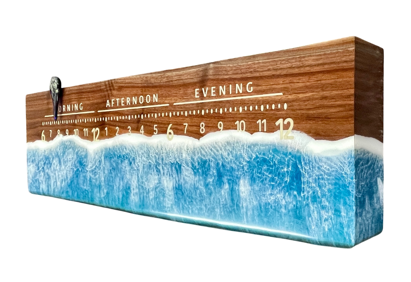 Sebastian 2: 3-foot walnut / resin ocean clock