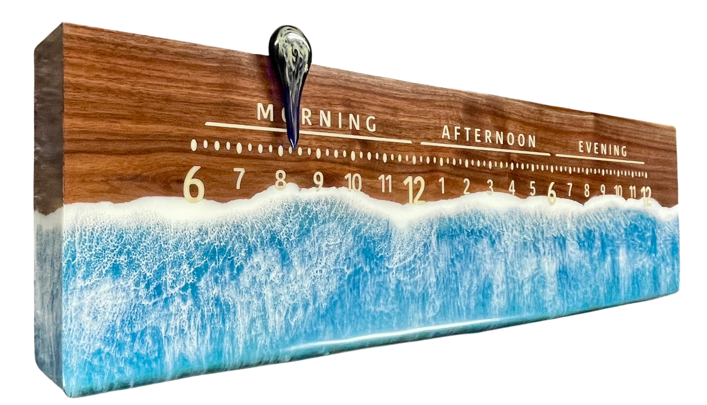Sebastian 2: 3-foot walnut / resin ocean clock