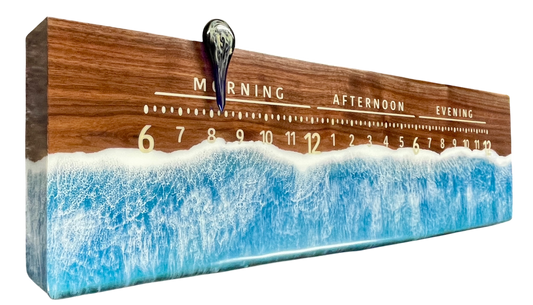 Sebastian: 3-foot walnut / resin ocean clock