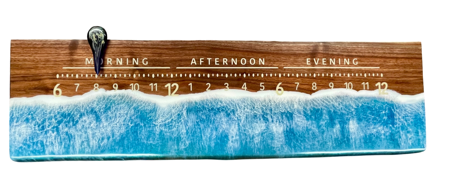 Sebastian 2: 3-foot walnut / resin ocean clock
