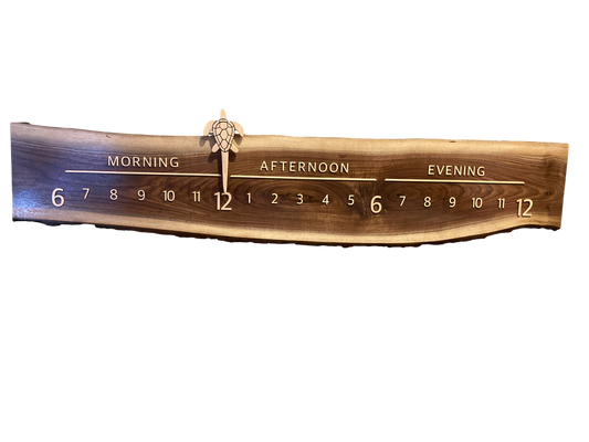 Turtle Cove: 5ft Walnut/Maple Live Edge - Linear Clockworks