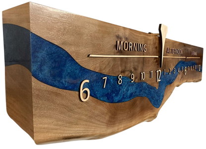Adair:5 - foot Walnut/Maple Riverclock - Linear Clockworks