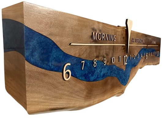 Adair:5 - foot Walnut/Maple Riverclock - Linear Clockworks