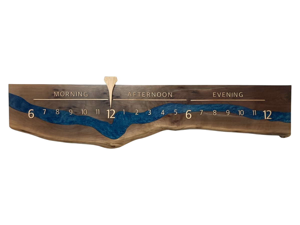 Adair:5 - foot Walnut/Maple Riverclock - Linear Clockworks