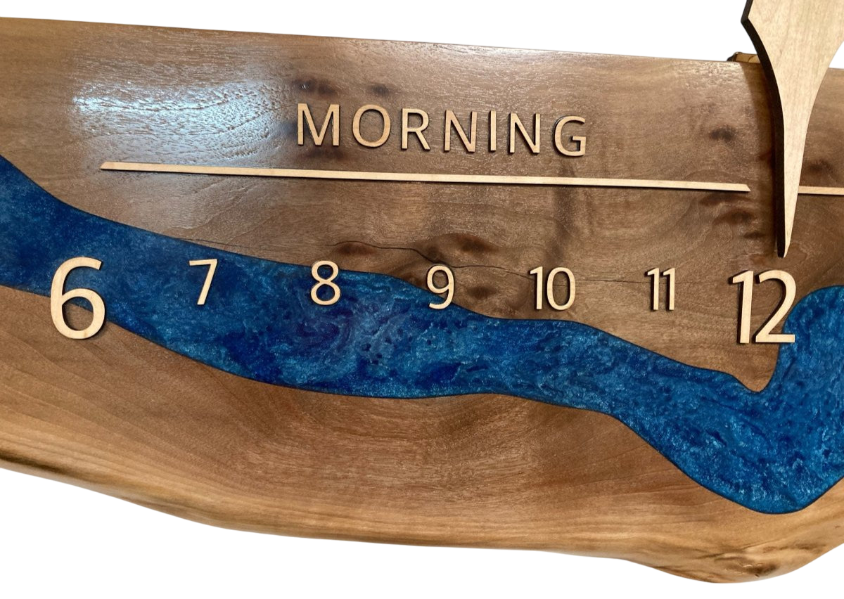 Adair:5 - foot Walnut/Maple Riverclock - Linear Clockworks