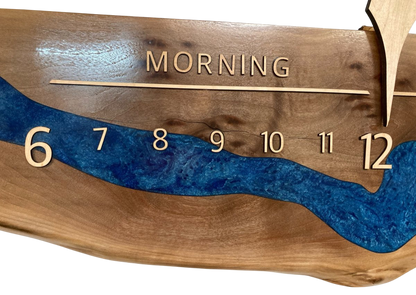 Adair:5 - foot Walnut/Maple Riverclock - Linear Clockworks