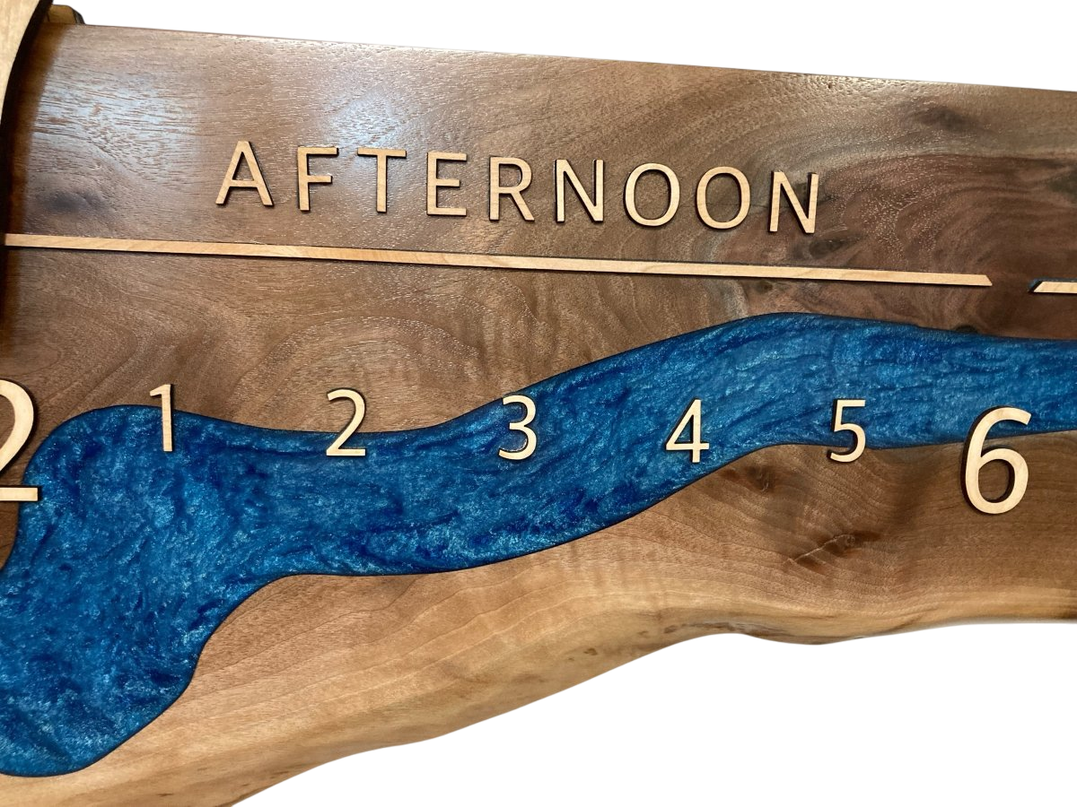 Adair:5 - foot Walnut/Maple Riverclock - Linear Clockworks