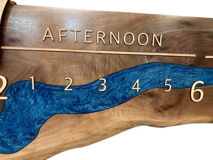 Adair:5 - foot Walnut/Maple Riverclock - Linear Clockworks