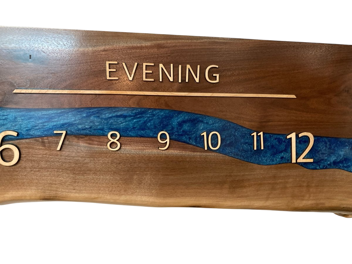 Adair:5 - foot Walnut/Maple Riverclock - Linear Clockworks