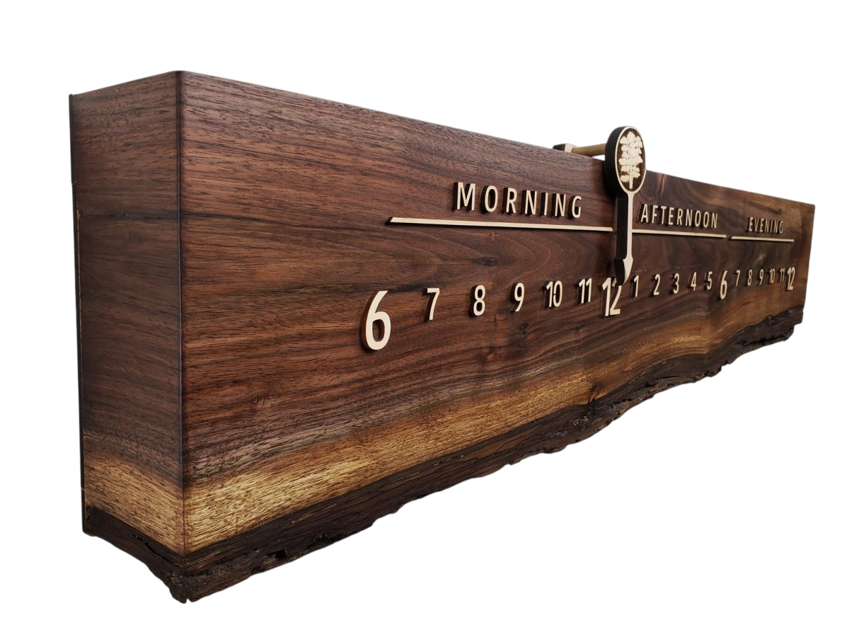 Alasia:3 - foot Walnut/Maple - Linear Clockworks