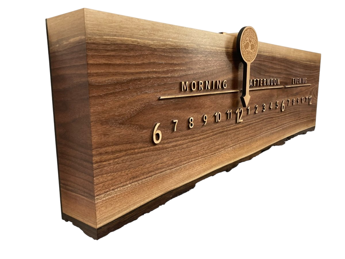 Ophelia: 3 - foot Walnut/Maple - Linear Clockworks