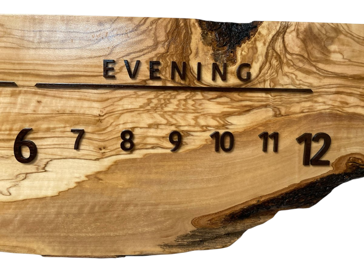 Nieves: 3 foot Olivewood/Walnut - Linear Clockworks