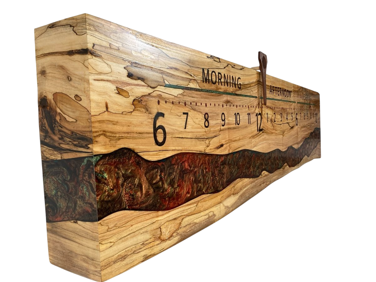 Alwyn: 5 - foot Ambrosia Maple River clock - Linear Clockworks