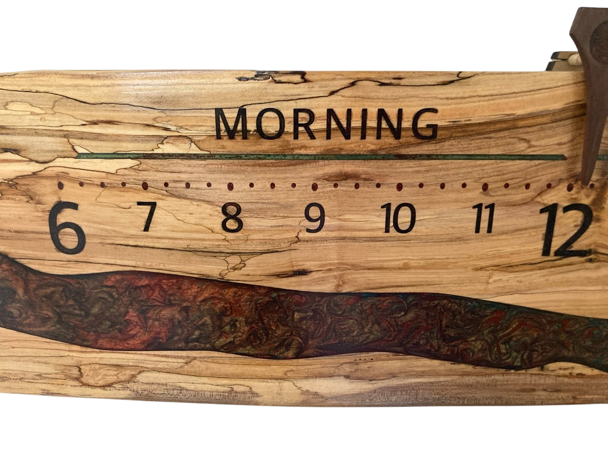 Alwyn: 5 - foot Ambrosia Maple River clock - Linear Clockworks