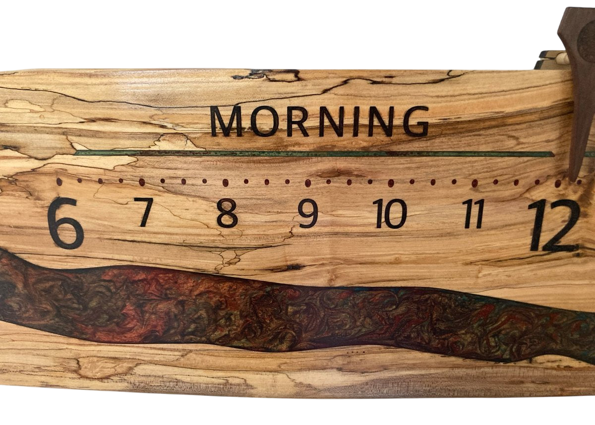 Alwyn: 5 - foot Ambrosia Maple River clock - Linear Clockworks