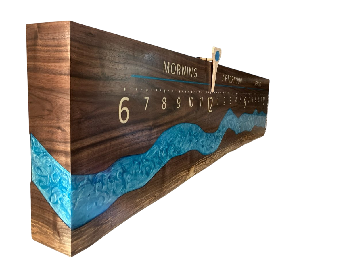 Ebro: 5 - foot Walnut Riverclock - Linear Clockworks