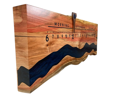 Rio: 3 - foot Flaming Box Elder Riverclock - Linear Clockworks