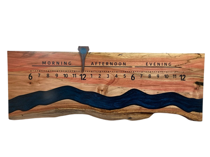 Rio: 3 - foot Flaming Box Elder Riverclock - Linear Clockworks