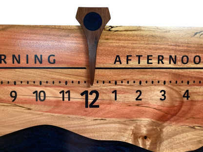 Rio: 3 - foot Flaming Box Elder Riverclock - Linear Clockworks