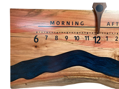 Rio: 3 - foot Flaming Box Elder Riverclock - Linear Clockworks