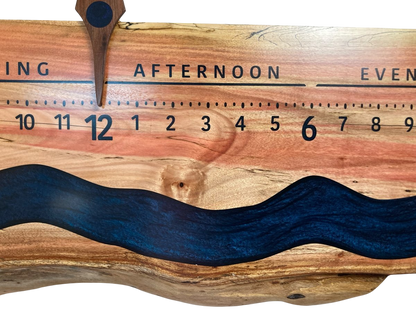 Rio: 3 - foot Flaming Box Elder Riverclock - Linear Clockworks