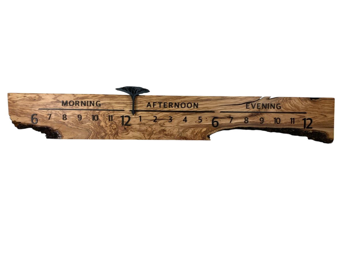 Magatime: 5 - foot Olivewood/Walnut Live Edge - Linear Clockworks