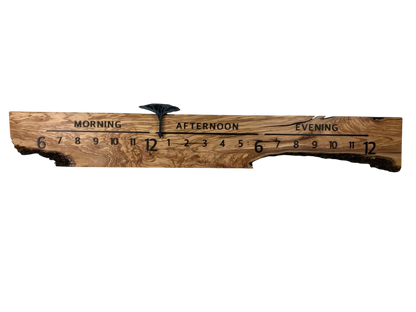 Magatime: 5 - foot Olivewood/Walnut Live Edge - Linear Clockworks