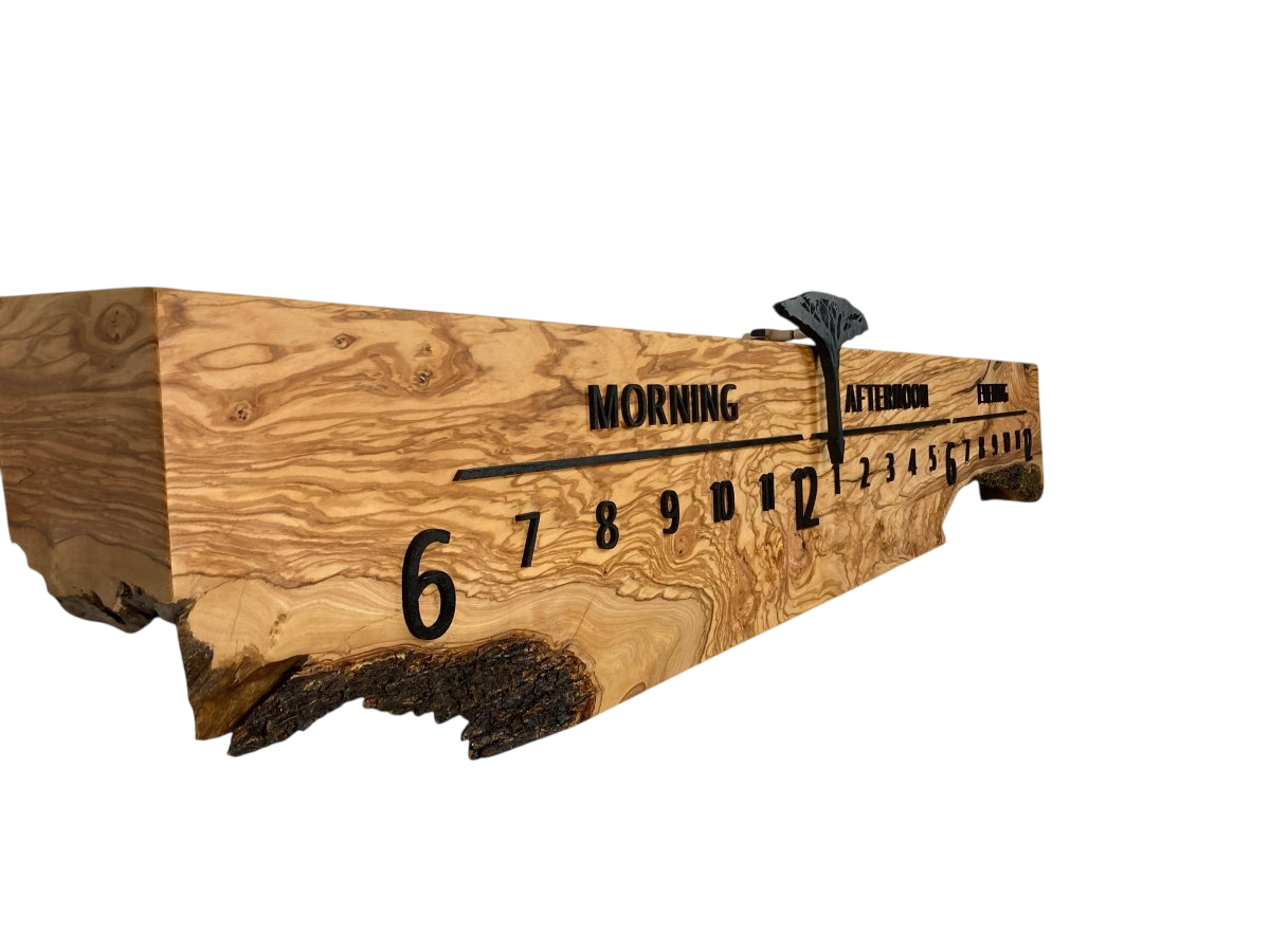 Magatime: 5 - foot Olivewood/Walnut Live Edge - Linear Clockworks