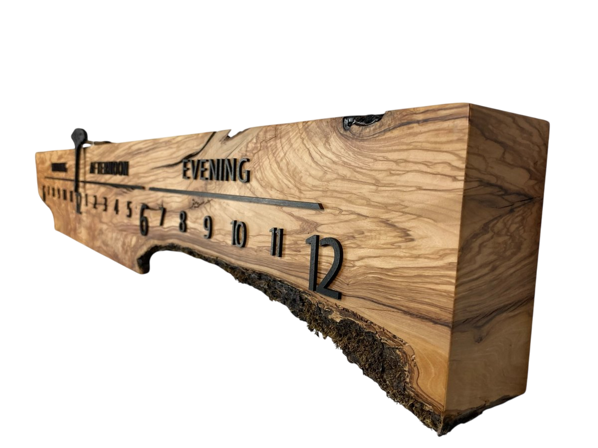 Magatime: 5 - foot Olivewood/Walnut Live Edge - Linear Clockworks