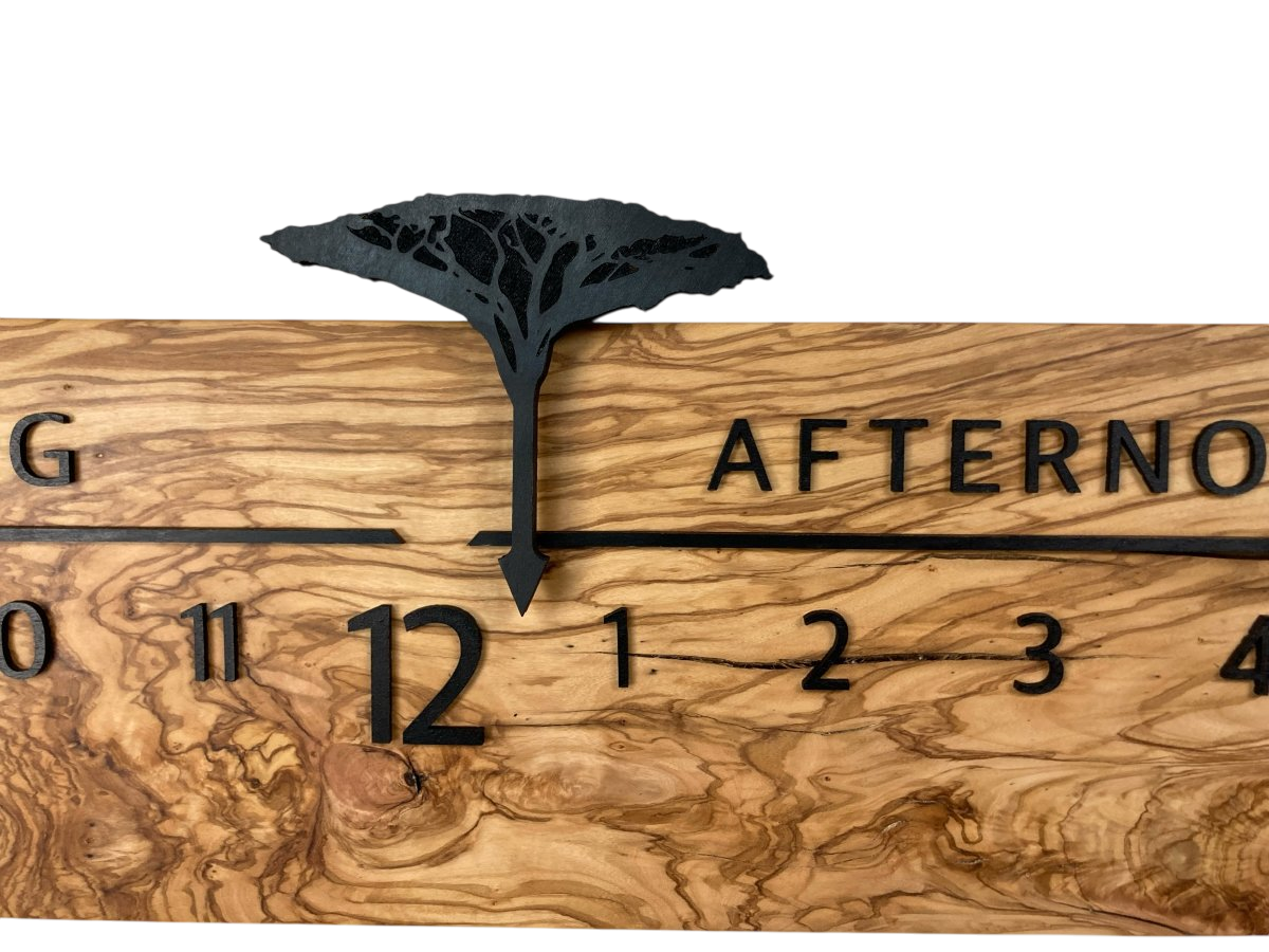 Magatime: 5 - foot Olivewood/Walnut Live Edge - Linear Clockworks